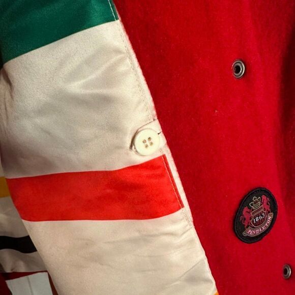 Pendleton XL Women’s Wool Cherry Red Pea Coat Vintage - Picture 6 of 10